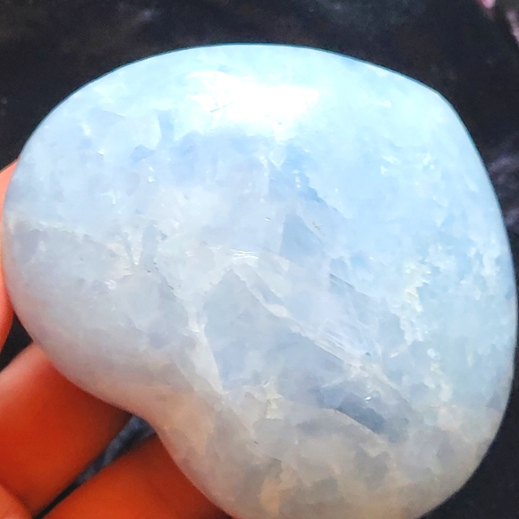 SOLD Celestite Heart Palm Stone - Picture 3 of 4